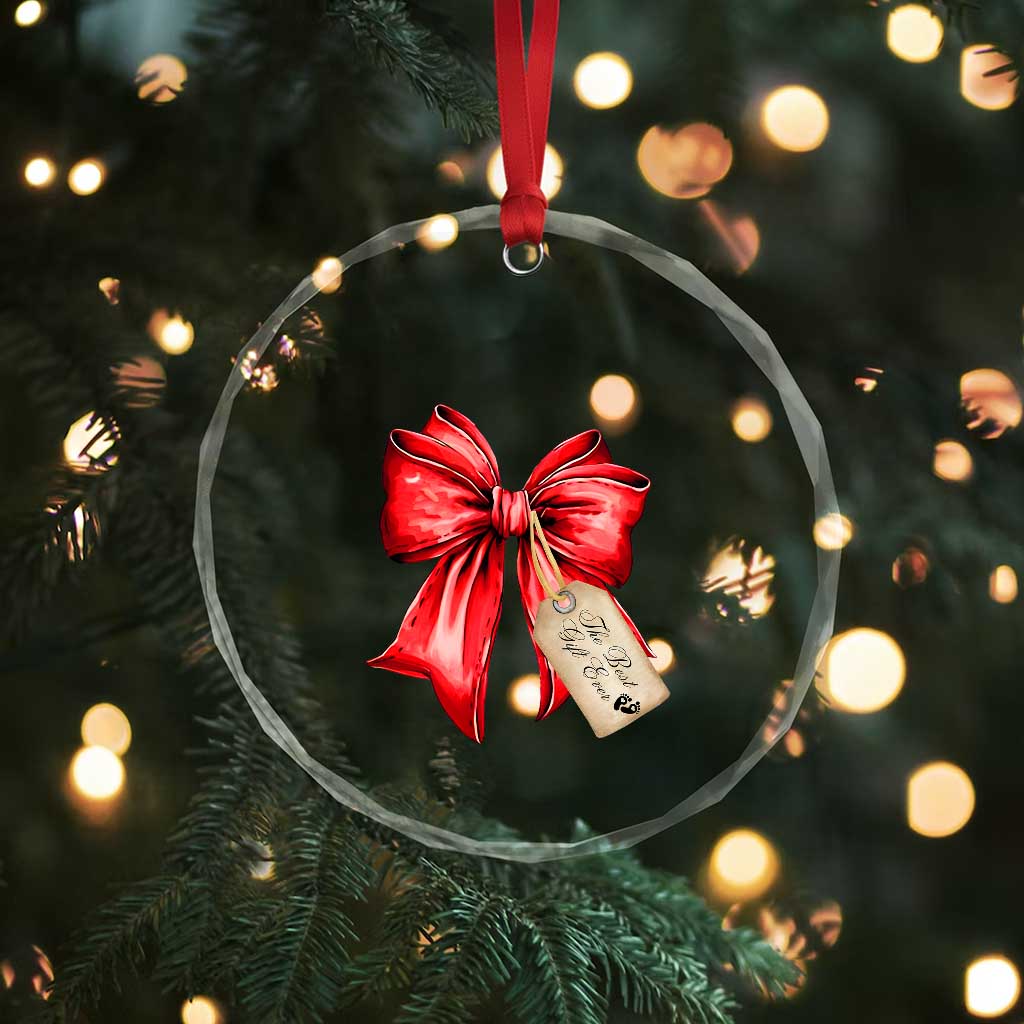 Pregnancy Announcement Crystal Glass Ornament Coquette Bow Xmas Maternity Gift TS10