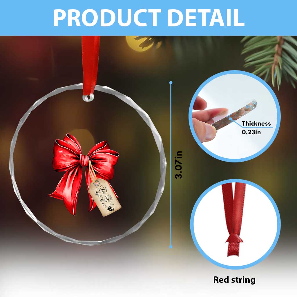 Pregnancy Announcement Crystal Glass Ornament Coquette Bow Xmas Maternity Gift TS10