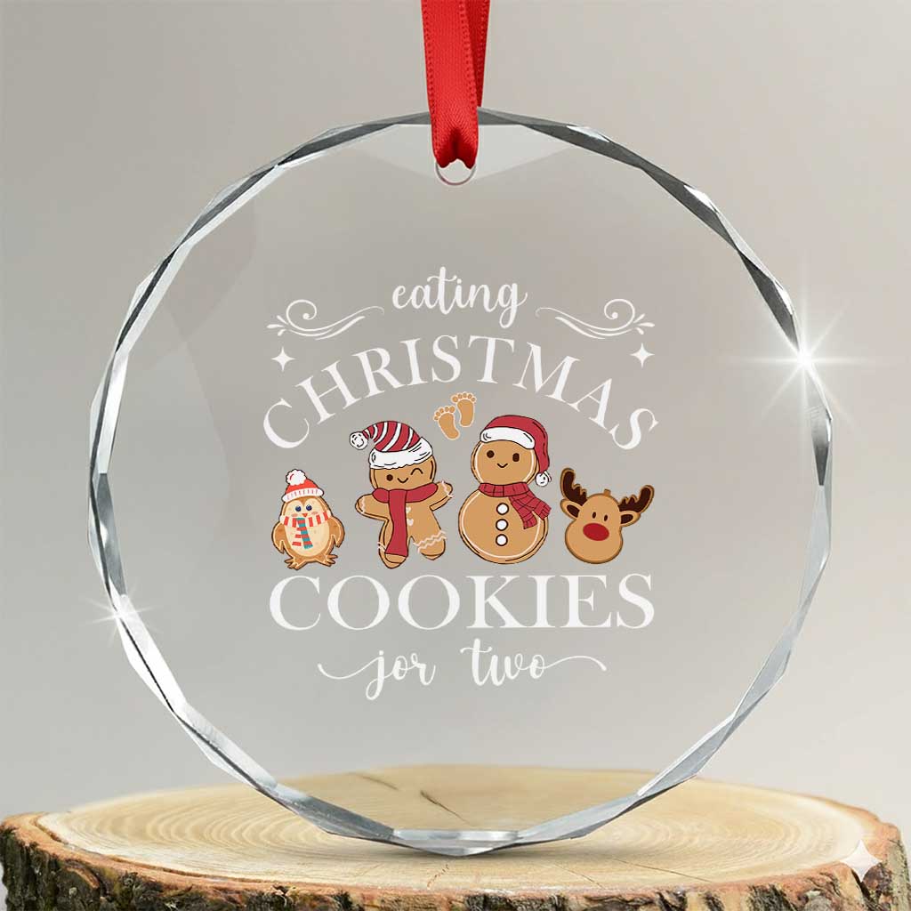 Pregnancy Announcement Crystal Glass Ornament Eating Xmas Cookies For Two Maternity Gift TS10