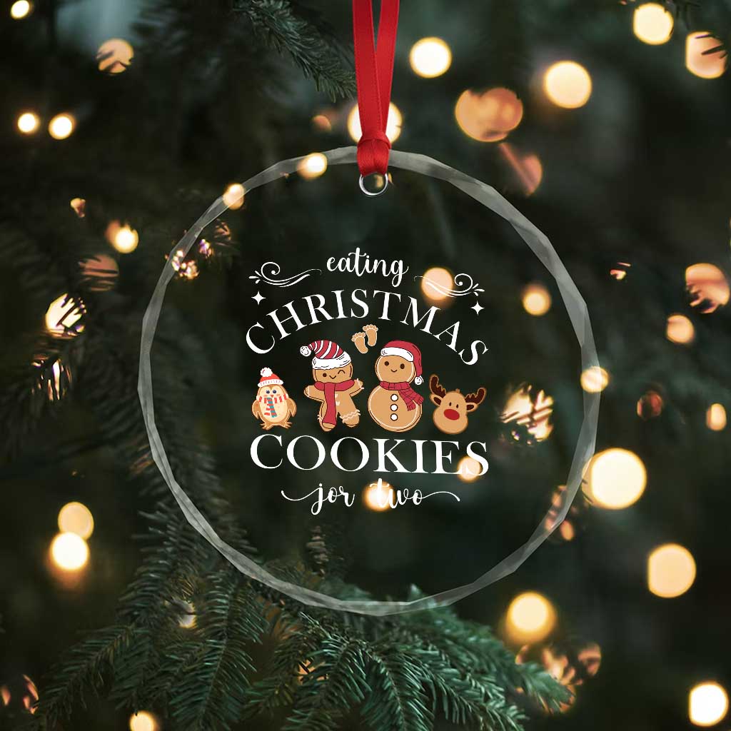 Pregnancy Announcement Crystal Glass Ornament Eating Xmas Cookies For Two Maternity Gift TS10