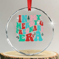 Pregnancy Announcement Crystal Glass Ornament Merry & Pregnant Era Cute Groovy Christmas Holiday Xmas TS10