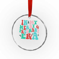Pregnancy Announcement Crystal Glass Ornament Merry & Pregnant Era Cute Groovy Christmas Holiday Xmas TS10