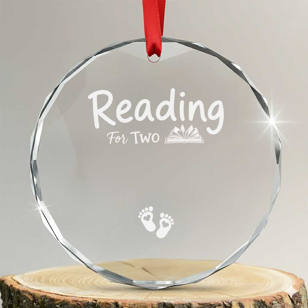 Pregnancy Announcement For Book Lovers Crystal Glass Ornament Reading For Two