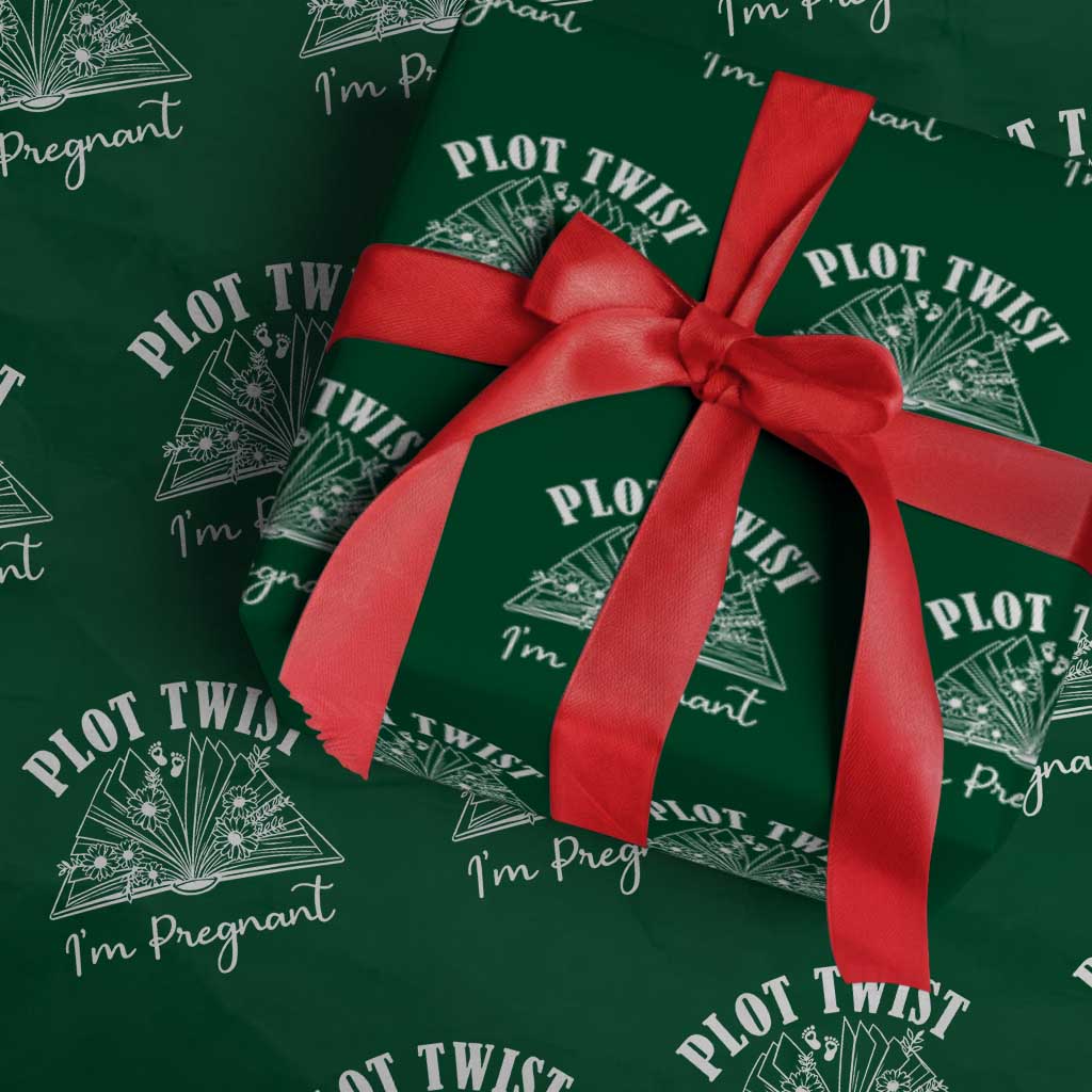 Pregnancy Announcement For Book Lovers Wrapping Paper Roll Plot Twist I Am Pregnant
