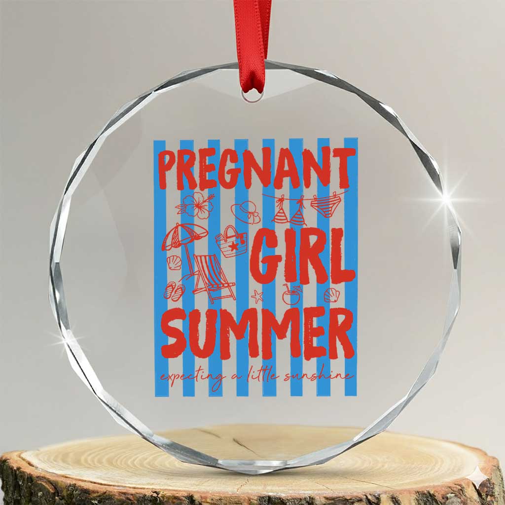 Pregnant Girl Summer Crystal Glass Ornament Funny Beach Pregnancy Announcement