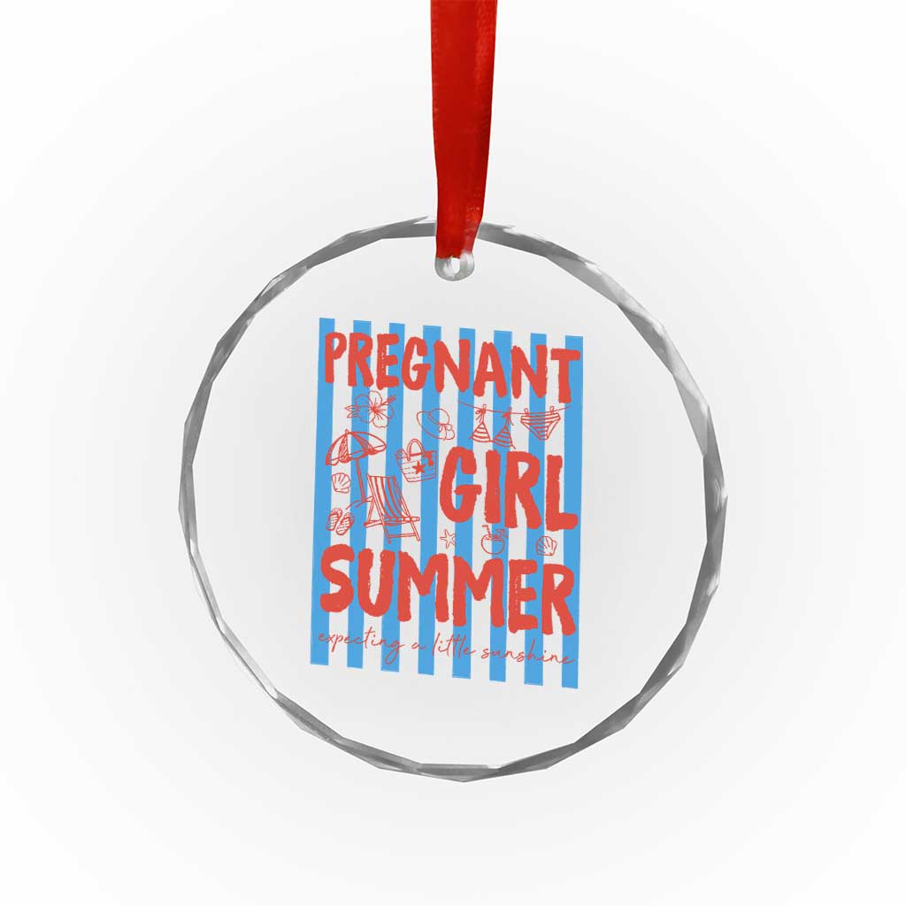 Pregnant Girl Summer Crystal Glass Ornament Funny Beach Pregnancy Announcement
