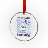 Pregnant Girl Summer Crystal Glass Ornament Striped Coquette Summer Goose Beach Pregnancy Announcement