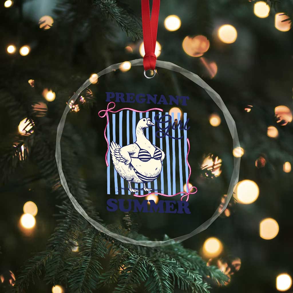 Pregnant Girl Summer Crystal Glass Ornament Striped Coquette Summer Goose Beach Pregnancy Announcement