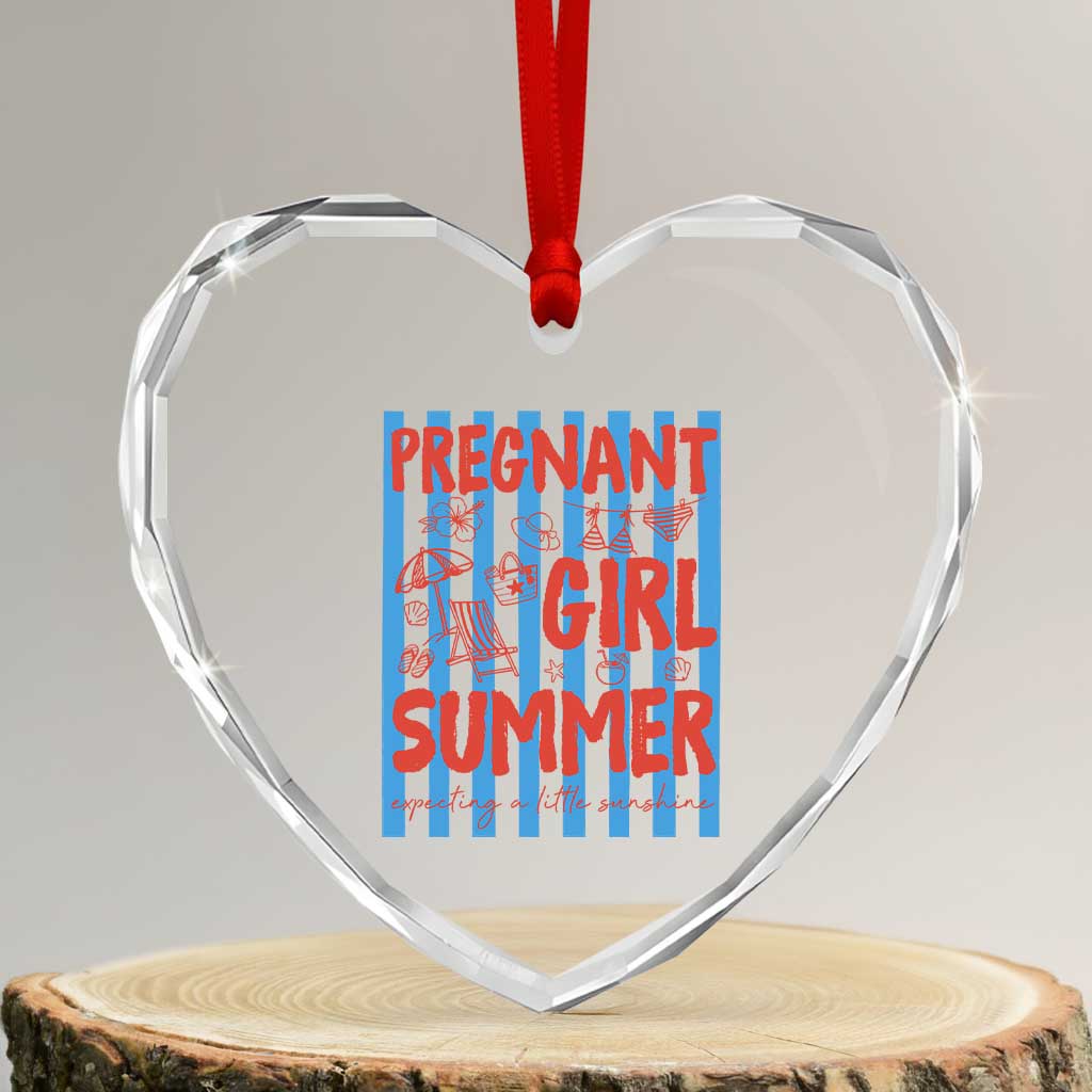 Pregnant Girl Summer Heart Crystal Glass Ornament Funny Beach Pregnancy Announcement