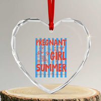 Pregnant Girl Summer Heart Crystal Glass Ornament Funny Beach Pregnancy Announcement