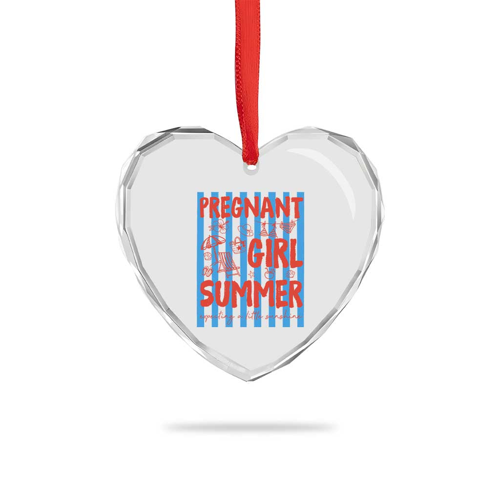 Pregnant Girl Summer Heart Crystal Glass Ornament Funny Beach Pregnancy Announcement
