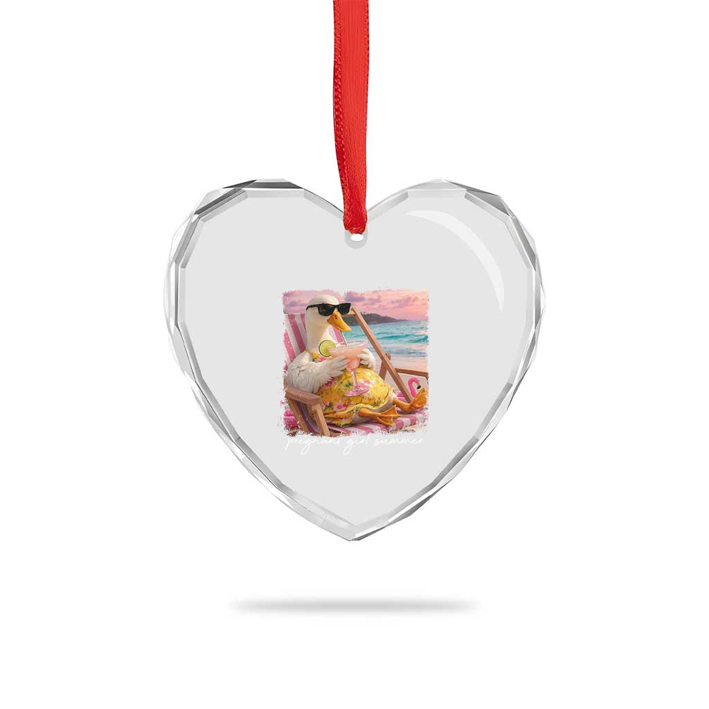 Pregnant Girl Summer Heart Crystal Glass Ornament Silly Goose Mom Baby Announcement