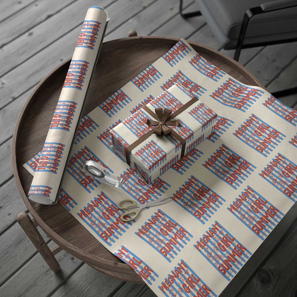 Pregnant Girl Summer Wrapping Paper Roll Funny Beach Pregnancy Announcement