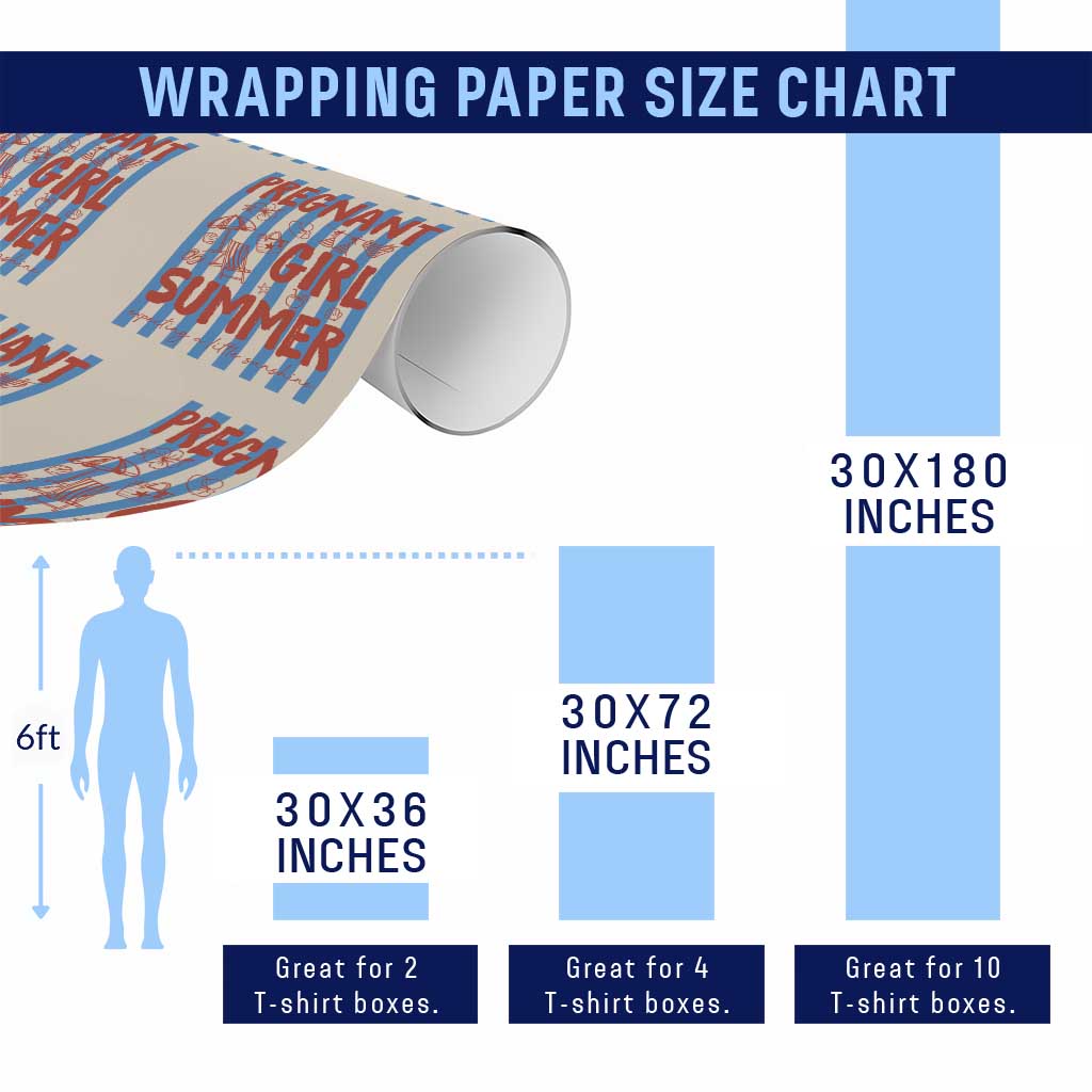 Pregnant Girl Summer Wrapping Paper Roll Funny Beach Pregnancy Announcement