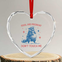 Pregnant Racoon Heart Crystal Glass Ornament Feral And Pregnant Dont Touch Me Pregnancy Humor