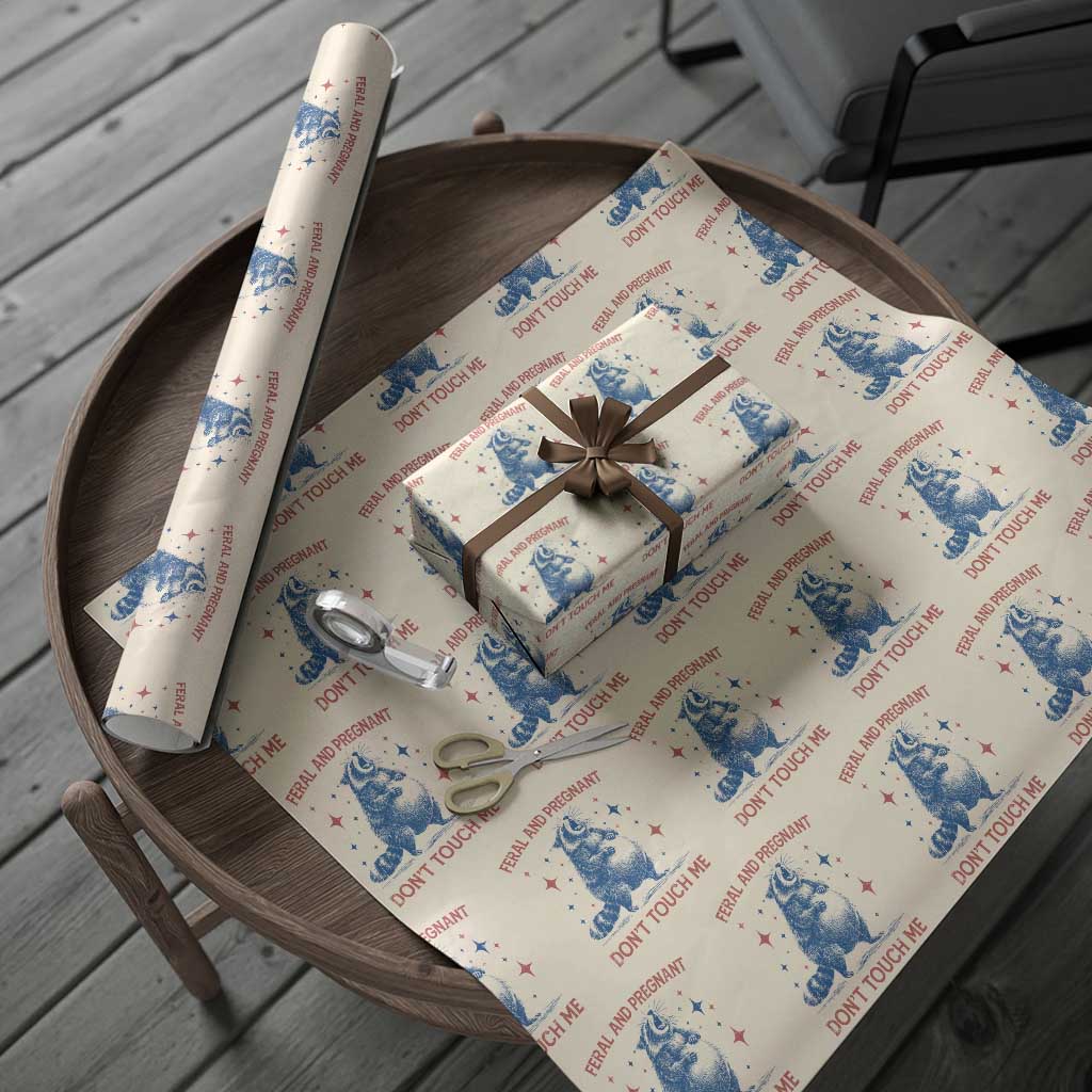 Pregnant Racoon Wrapping Paper Roll Feral And Pregnant Dont Touch Me Pregnancy Humor