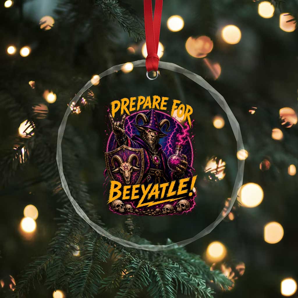 Prepare For Beeyatle Crystal Glass Ornament Funny Goat Wizard LitRPG Lover