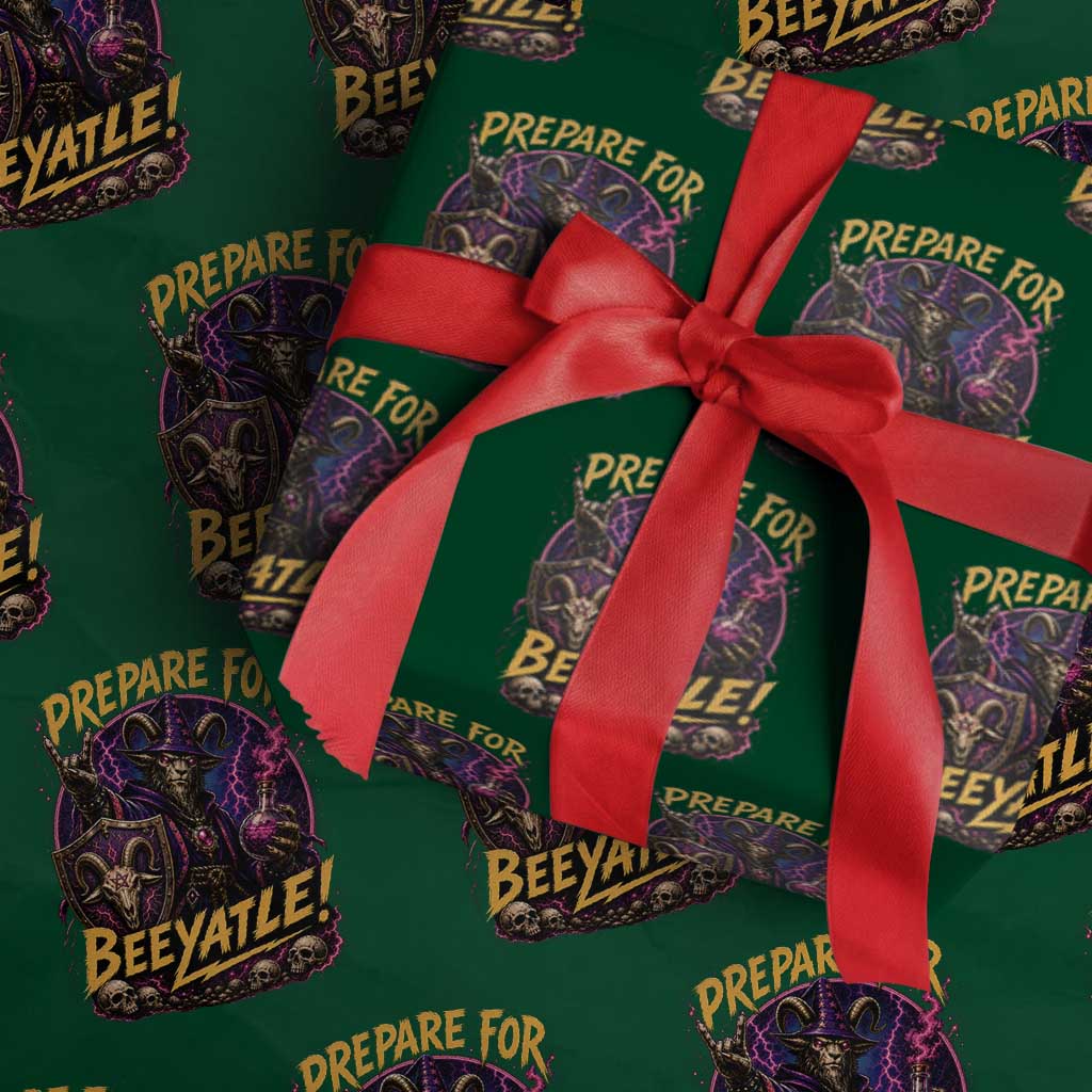 Prepare For Beeyatle Wrapping Paper Roll Funny Goat Wizard LitRPG Lover