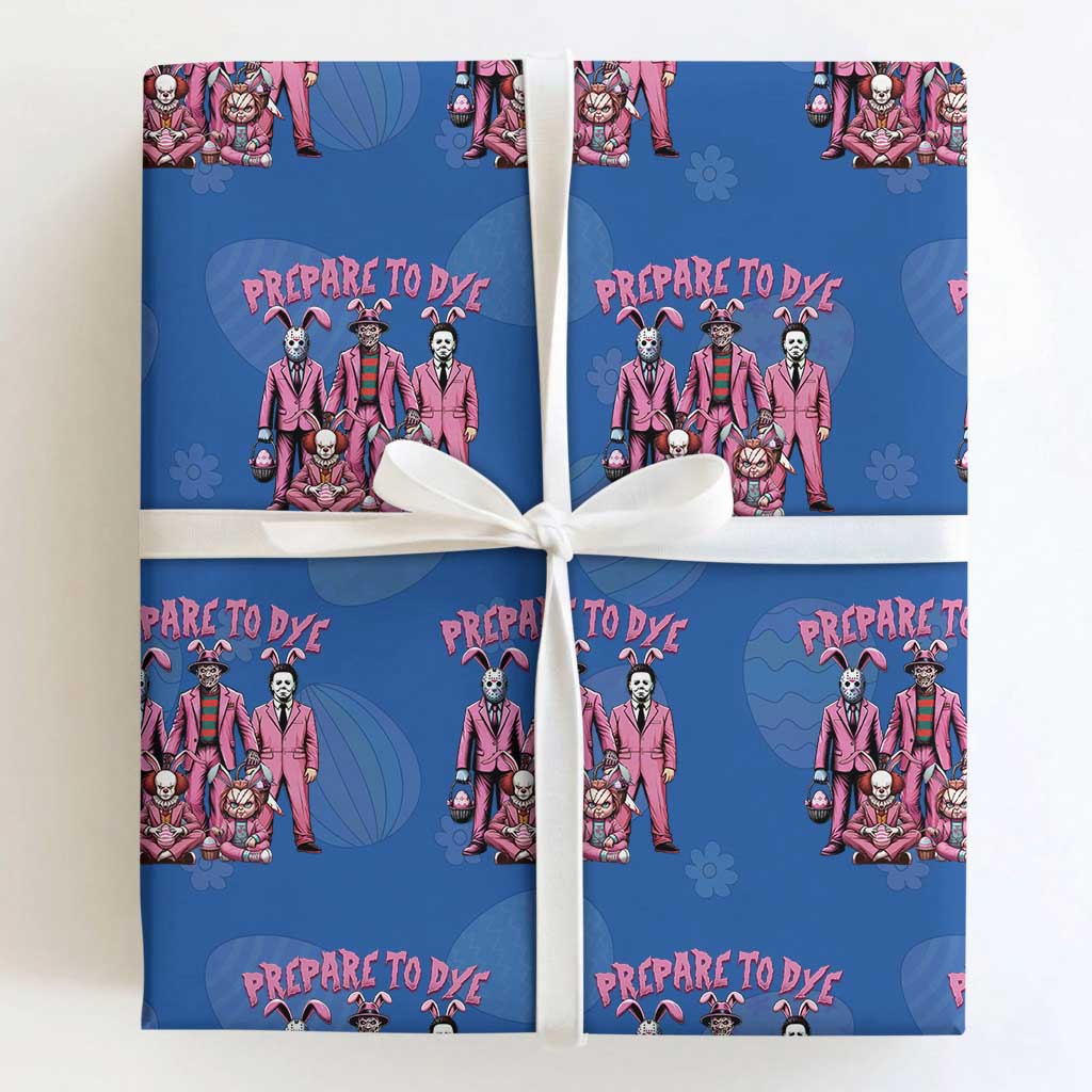 Prepare to Groovy Dye Funny Bunny Easter Wrapping Paper Roll Horror Dyeing Eggs