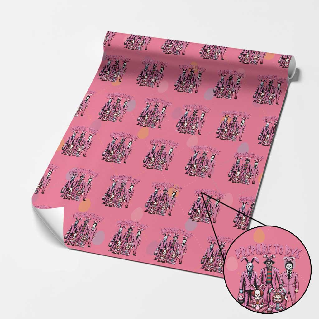 Prepare to Groovy Dye Funny Bunny Easter Wrapping Paper Roll Horror Dyeing Eggs