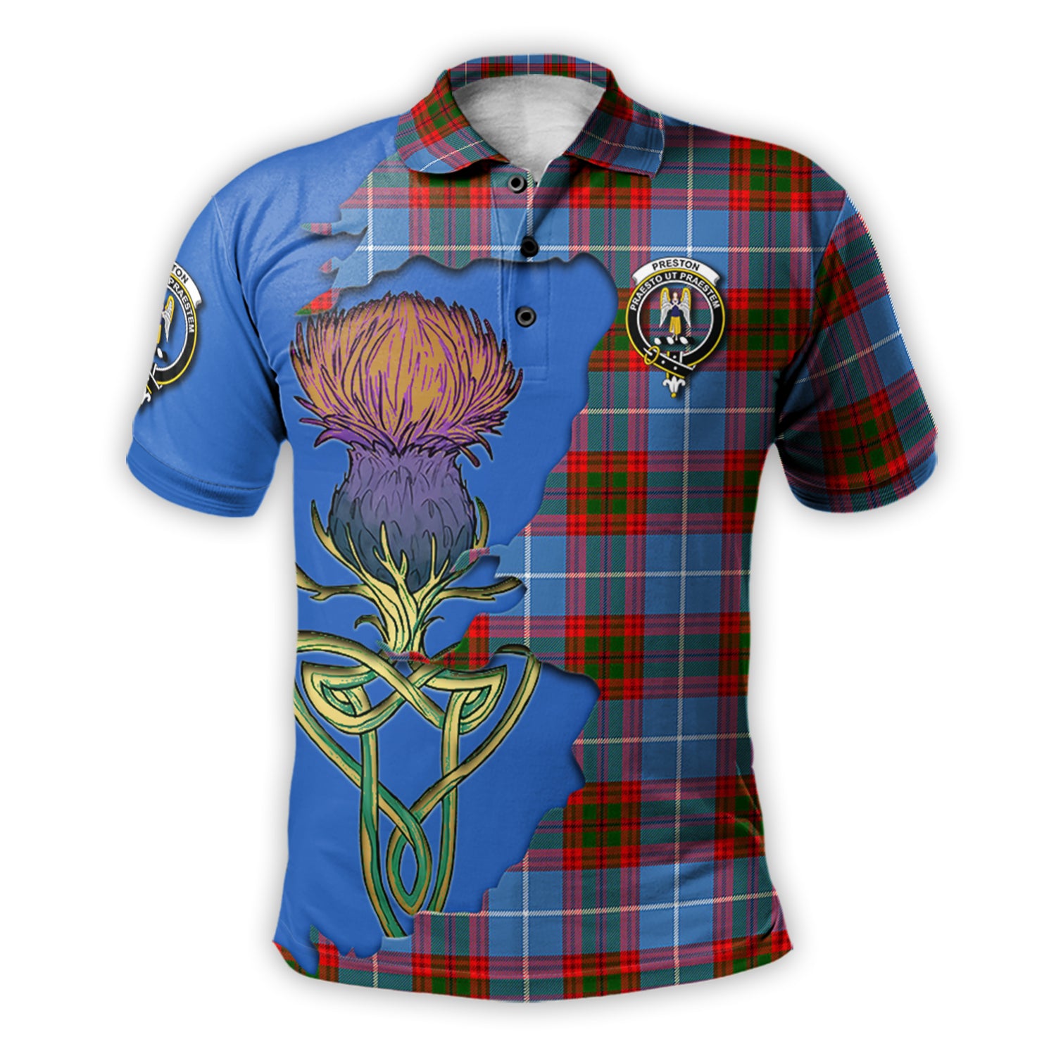 preston-tartan-family-crest-polo-shirt-tartan-plaid-with-thistle-and-scotland-map-polo-shirt