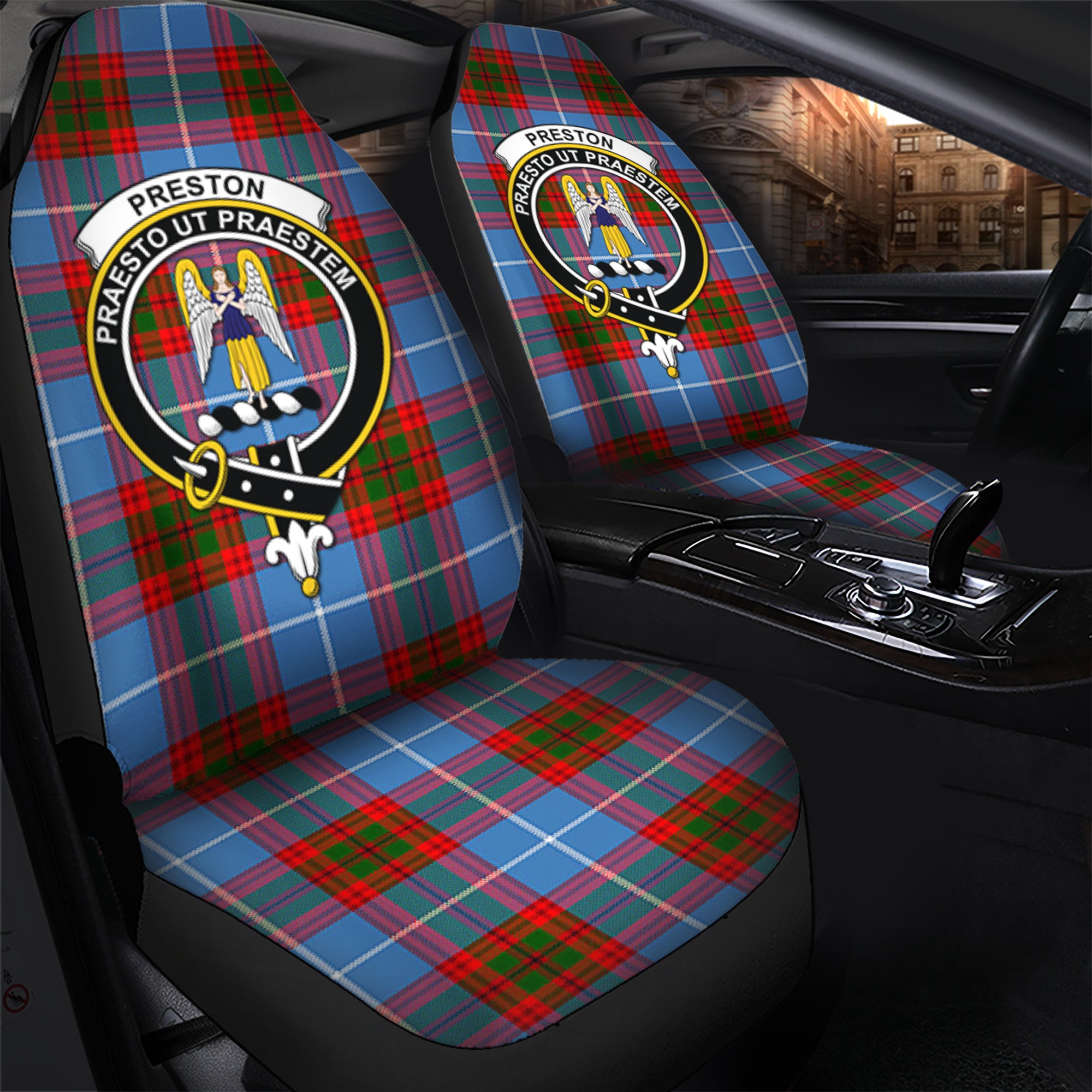 Preston Clan Tartan Car Seat Cover, Family Crest Tartan Seat Cover TS23