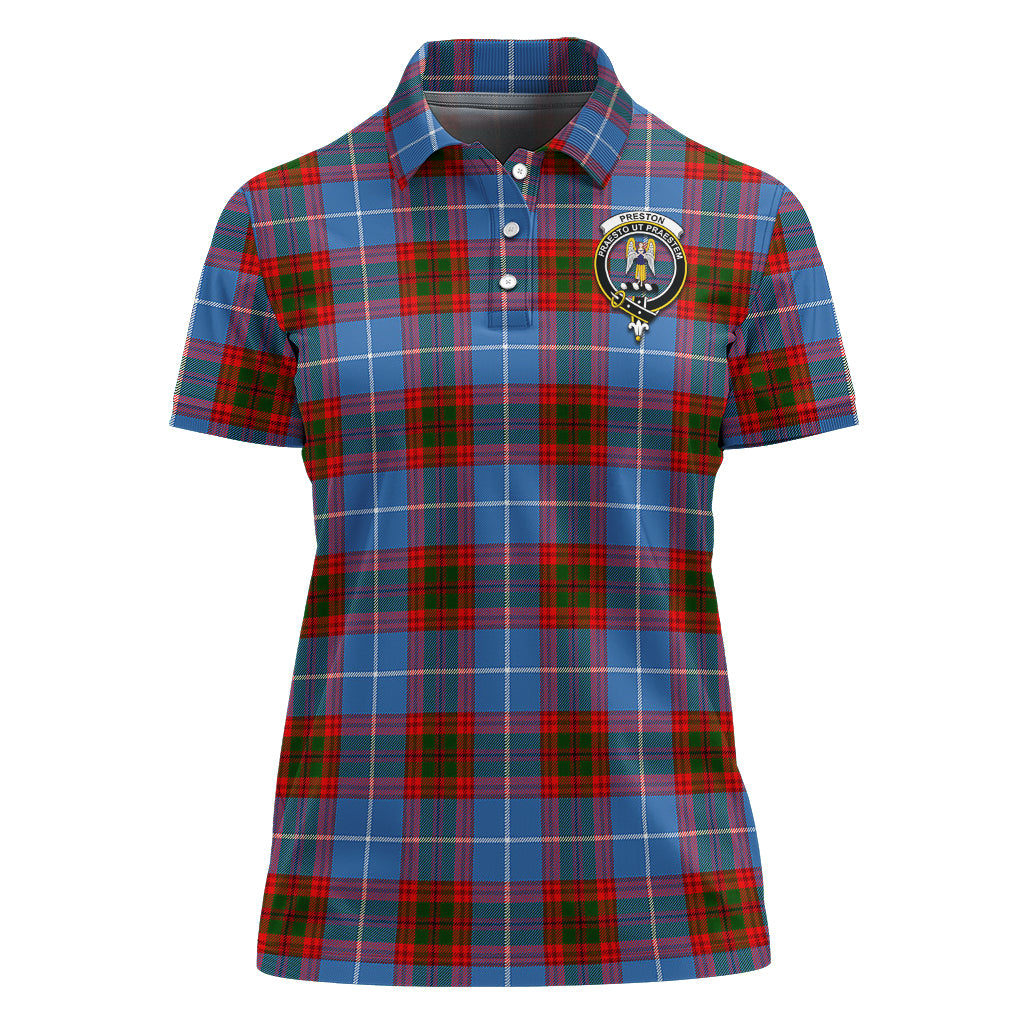 preston-family-crest-tartan-golf-polo-for-women-tartan-womens-polo-shirts