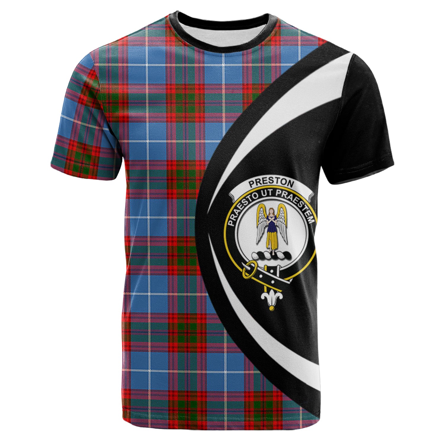 scottish-preston-clan-crest-circle-style-tartan-t-shirt