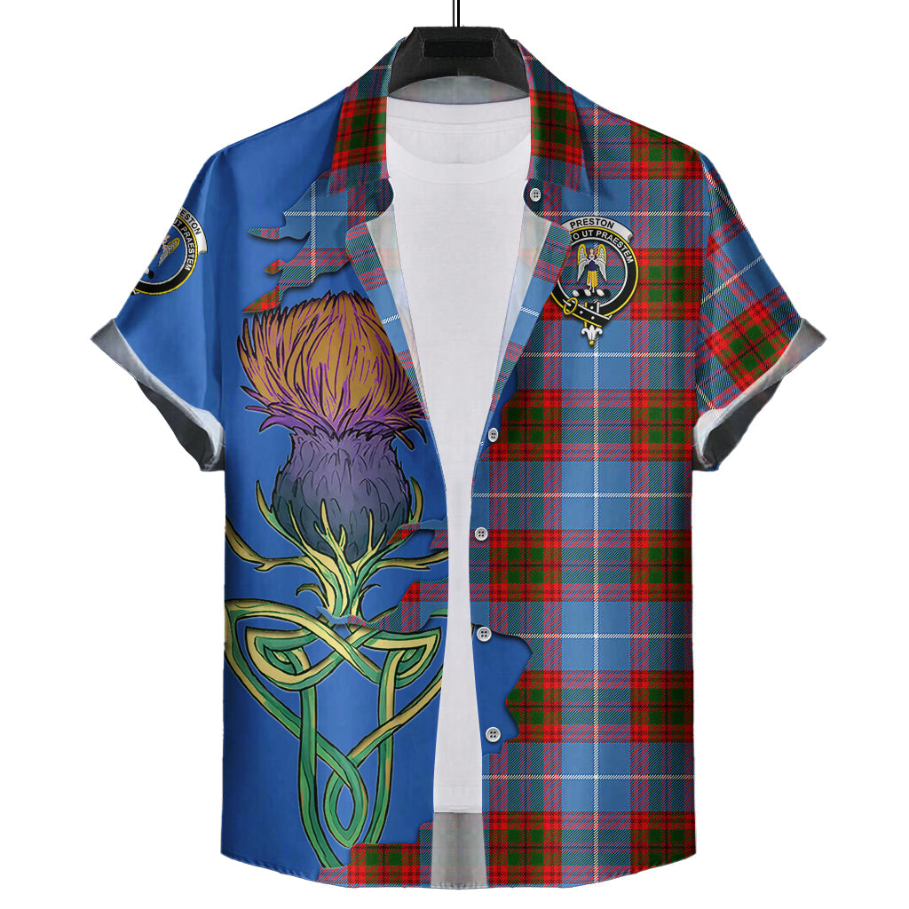 preston-tartan-plaid-short-sleeve-button-down-shirt-tartan-crest-with-thistle-and-scotland-map-short-sleeve-button-shirt