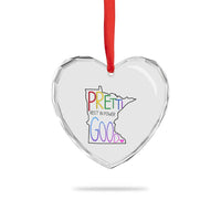 Pretti Good Minnesota Tribute Heart Crystal Glass Ornament Rest in Power Rainbow Memorial