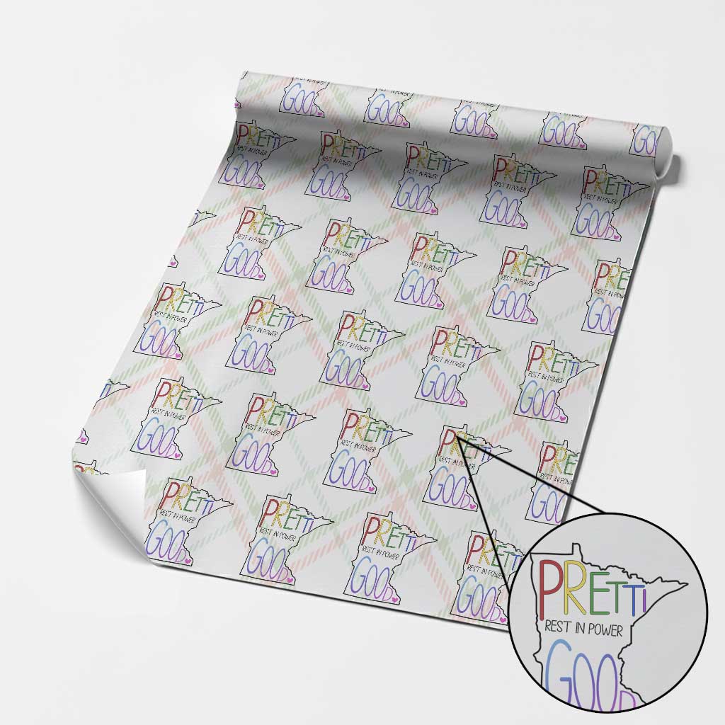 Pretti Good Minnesota Tribute Wrapping Paper Roll Rest in Power Rainbow Memorial