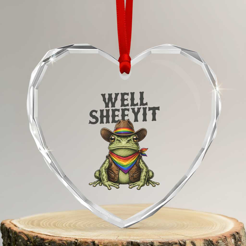 Pride Frog LGBT Rainbow Heart Crystal Glass Ornament Well Sheeyit Country Western