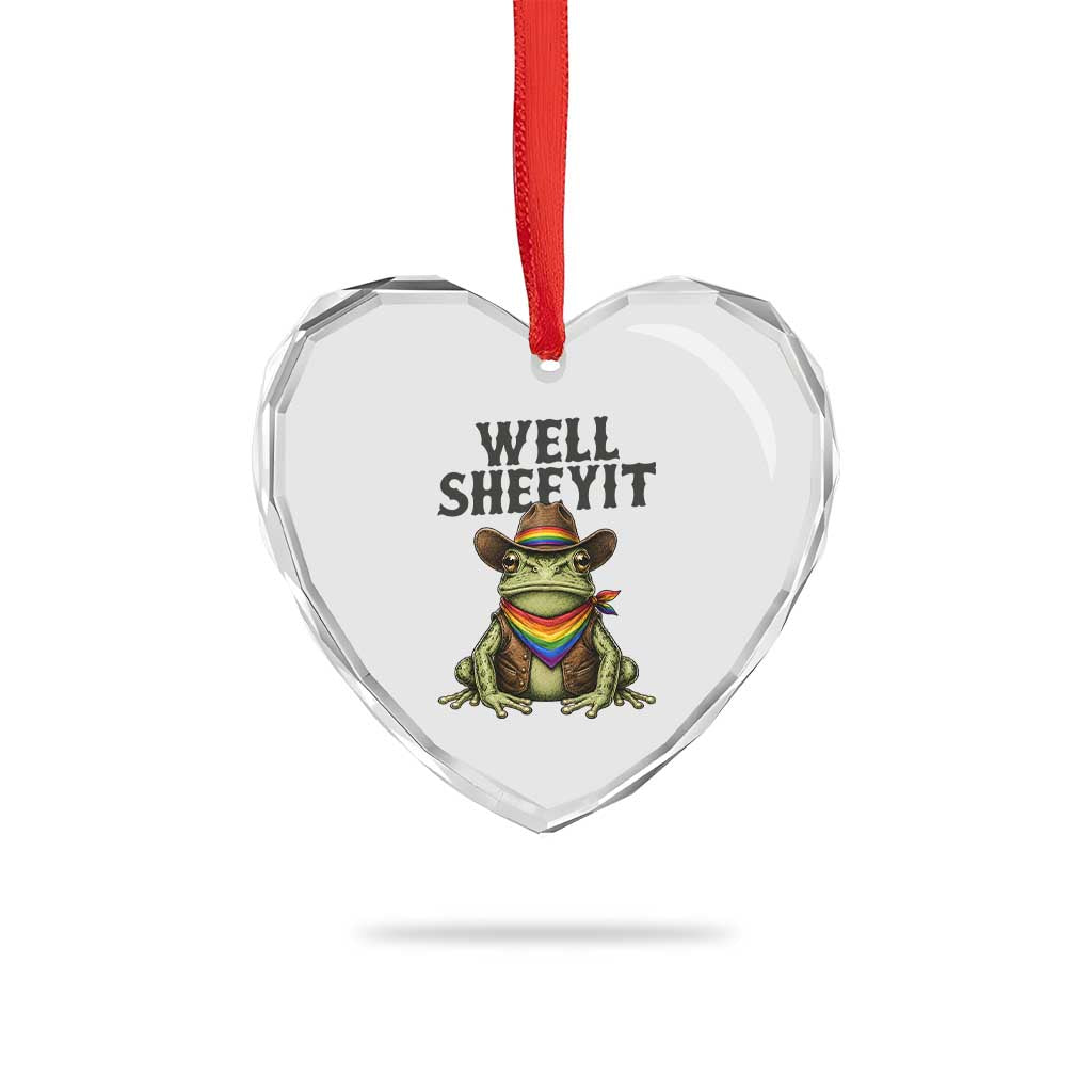 Pride Frog LGBT Rainbow Heart Crystal Glass Ornament Well Sheeyit Country Western