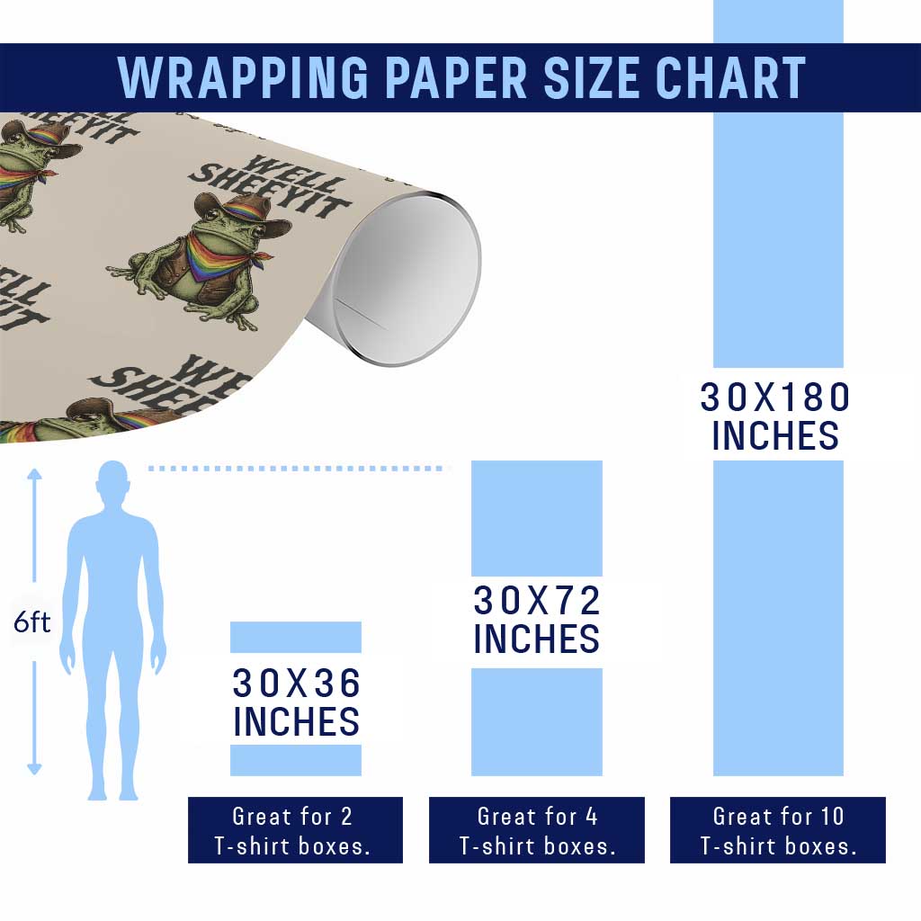Pride Frog LGBT Rainbow Wrapping Paper Roll Well Sheeyit Country Western