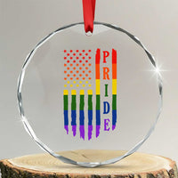 Pride Month Rainbow Flag Graphic Crystal Glass Ornament Lesbian Gay LGBT America Flag