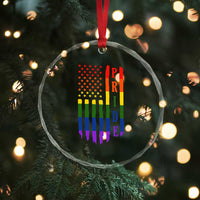 Pride Month Rainbow Flag Graphic Crystal Glass Ornament Lesbian Gay LGBT America Flag