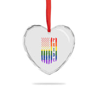 Pride Month Rainbow Flag Graphic Heart Crystal Glass Ornament Lesbian Gay LGBT America Flag