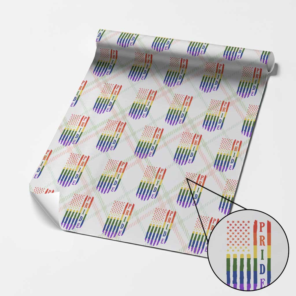 Pride Month Rainbow Flag Graphic Wrapping Paper Roll Lesbian Gay LGBT America Flag