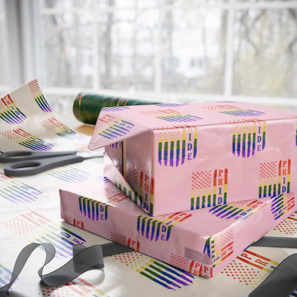 Pride Month Rainbow Flag Graphic Wrapping Paper Roll Lesbian Gay LGBT America Flag