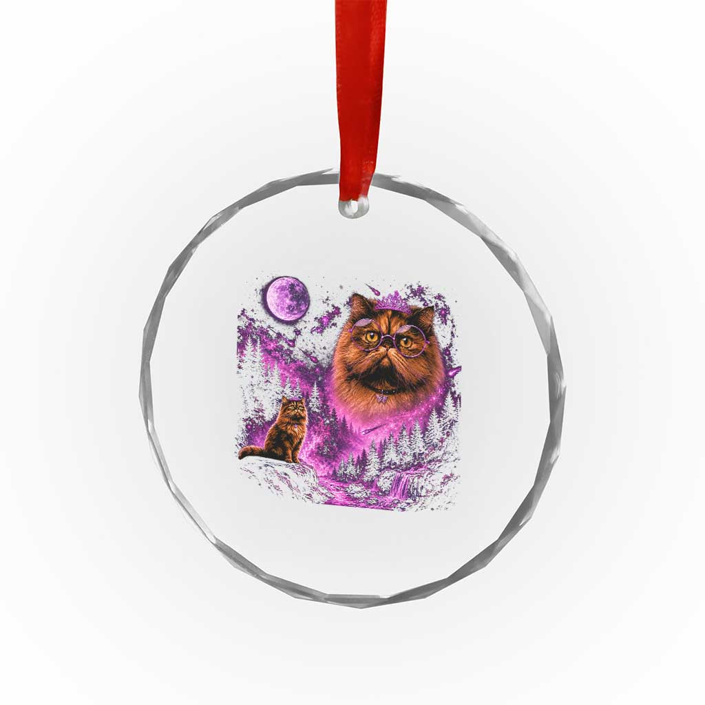Princess Cat Howling To The Moon Vintage 90s Nature Crystal Glass Ornament