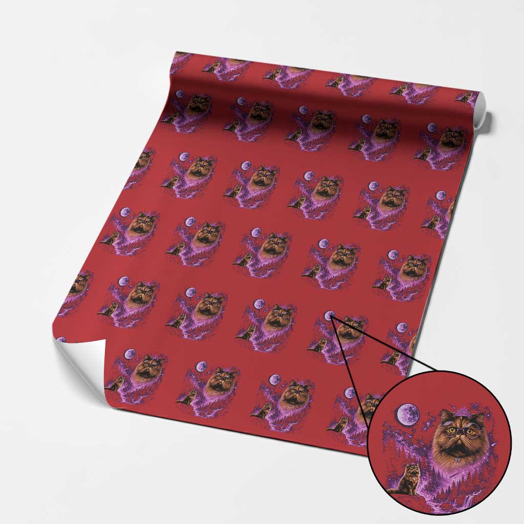 Princess Cat Howling To The Moon Vintage 90s Nature Wrapping Paper Roll