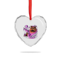 Princess Cat Howling To The Moon Vintage 90s Nature Heart Crystal Glass Ornament