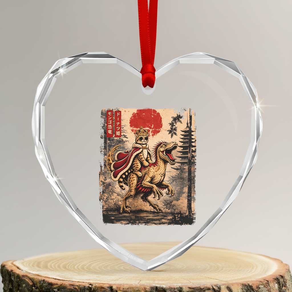 Princess Donut Riding Mongo Heart Crystal Glass Ornament Japanese Vintage Graphic Ukiyoe Art