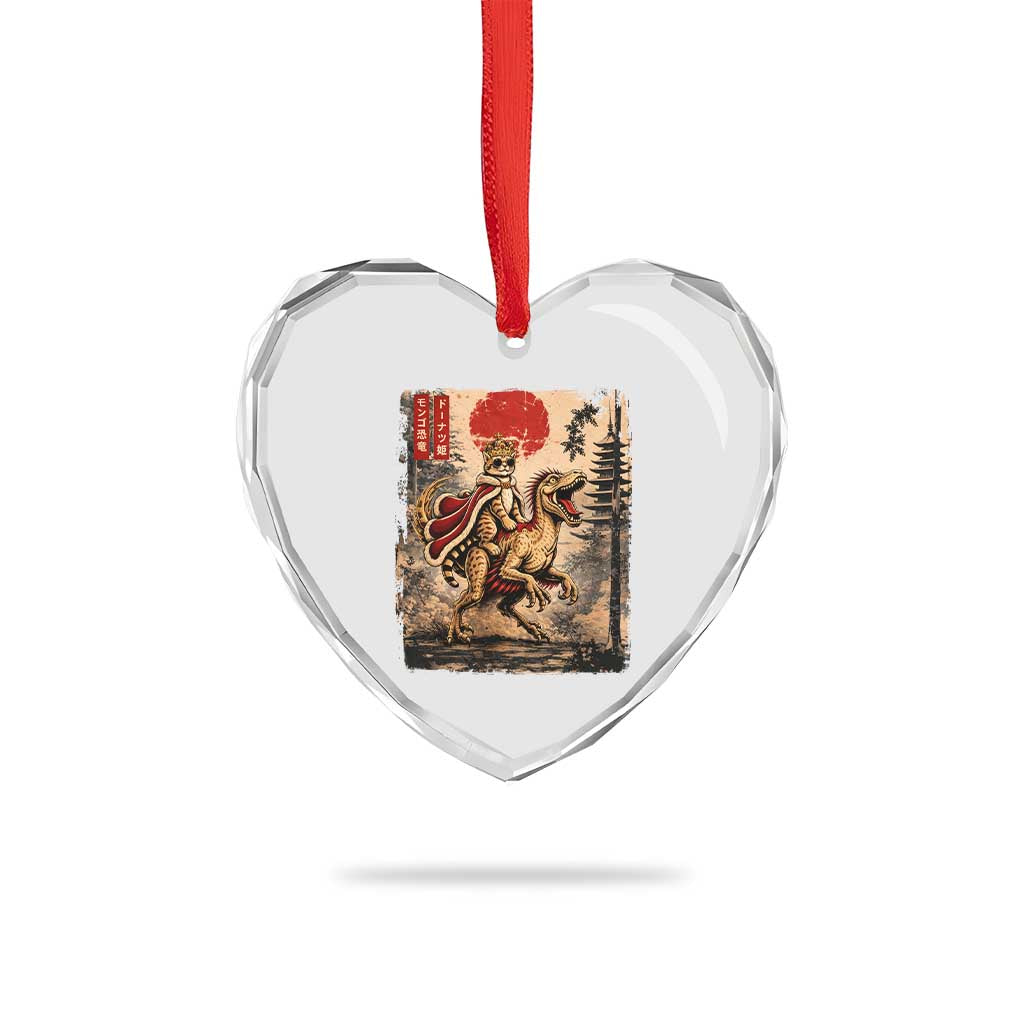 Princess Donut Riding Mongo Heart Crystal Glass Ornament Japanese Vintage Graphic Ukiyoe Art