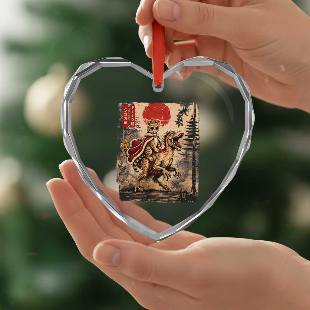 Princess Donut Riding Mongo Heart Crystal Glass Ornament Japanese Vintage Graphic Ukiyoe Art