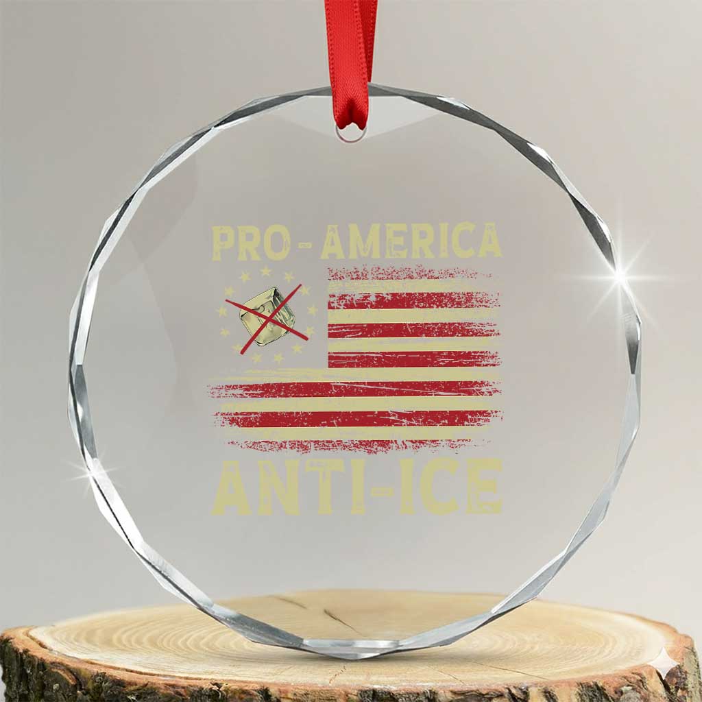 Pro American Anti Ice Crystal Glass Ornament Resist Protest Support Immigrants Refugee