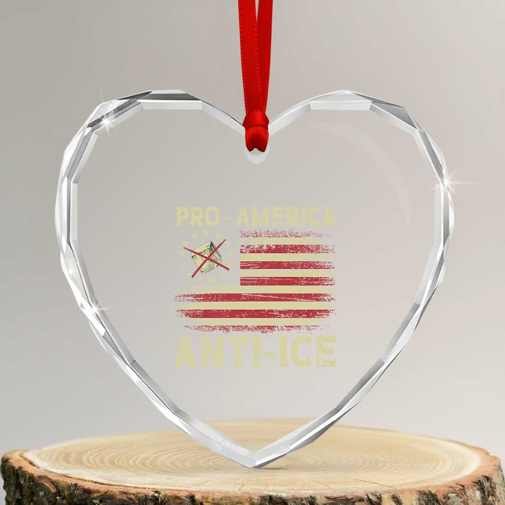 Pro American Anti Ice Heart Crystal Glass Ornament Resist Protest Support Immigrants Refugee
