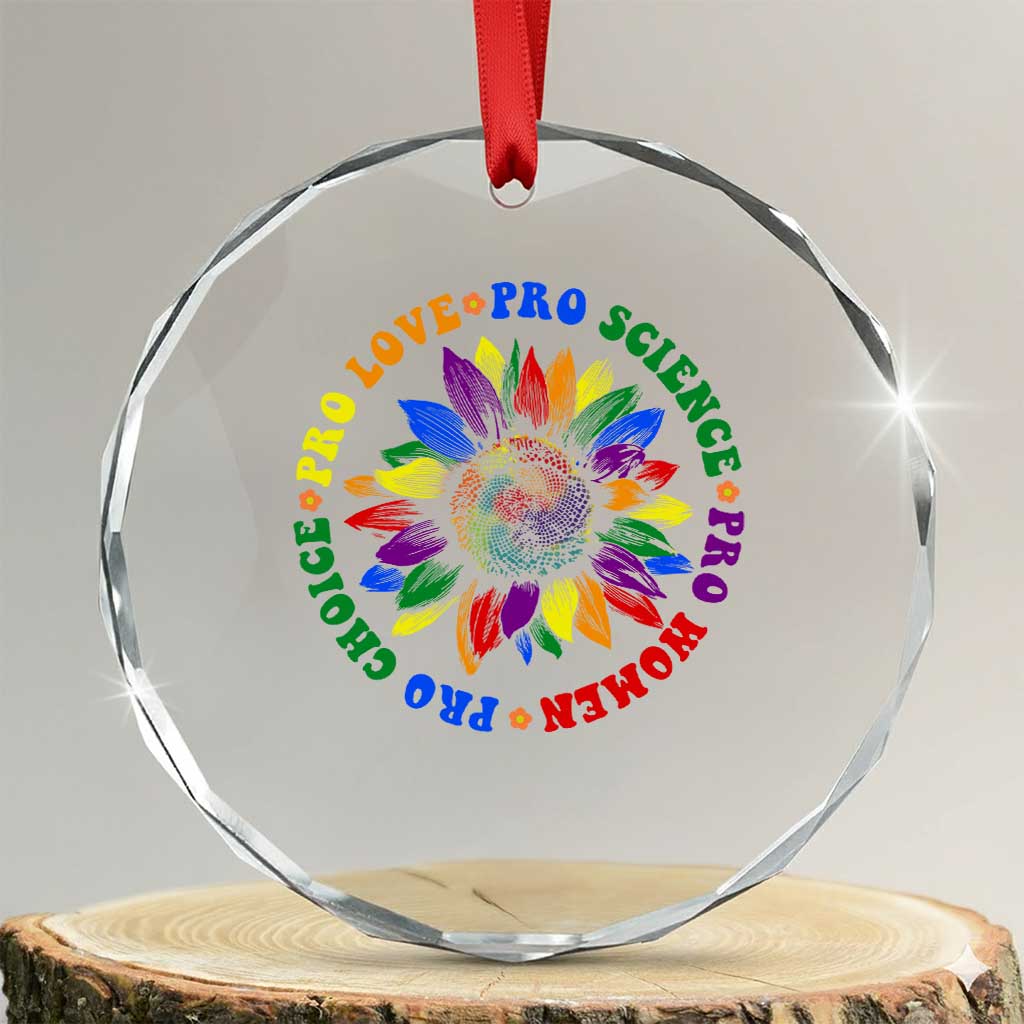 Pro Choice Women Rights Crystal Glass Ornament Equal Rights Multicolored Flowers - Wonder Print Shop