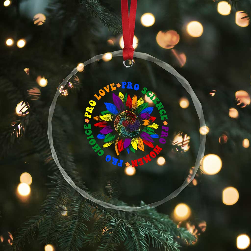 Pro Choice Women Rights Crystal Glass Ornament Equal Rights Multicolored Flowers - Wonder Print Shop