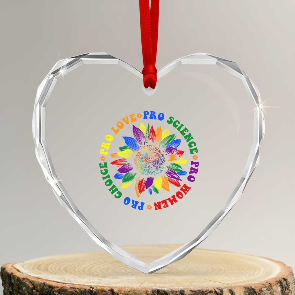 Pro Choice Women Rights Heart Crystal Glass Ornament Equal Rights Multicolored Flowers - Wonder Print Shop